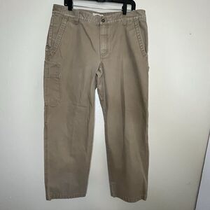 LL Bean Katahdin Iron Works Pants Mens 36x30 Khaki Nor'easter Cotton Workwear